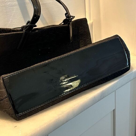 Michael Kors Signature Logo Embossed Neoprene Tote Shoulder Bag Black Large - Picture 9 of 9